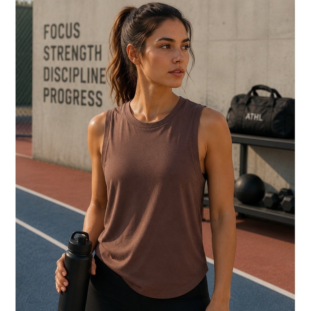 Athleta Breezy Tank Top Brown Mauve Muscle Tank Tencel Modal Small